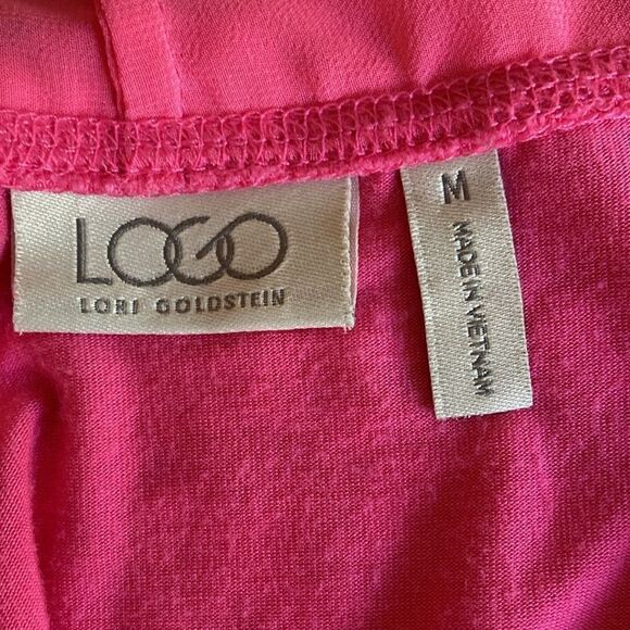 Logo By Lori Goldstein Barbie Pink Long Line Open Cardigan Women’s Medium - Picture 9 of 10